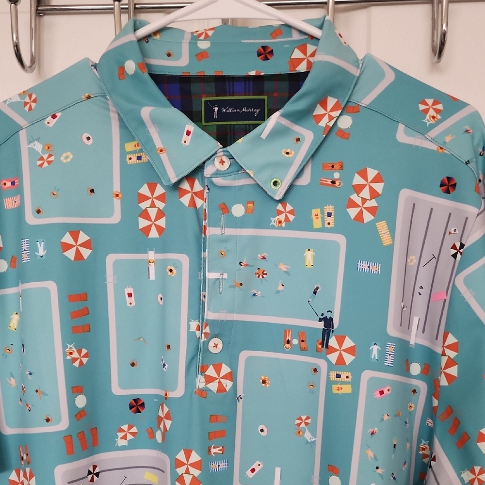 William Murray Golf Blue Casual Button Down Shirt